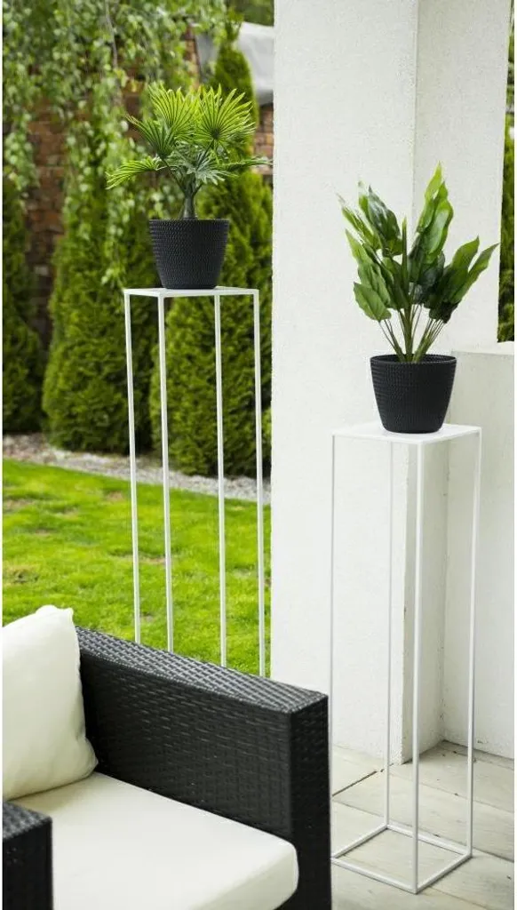 Howhomely Porte-fleurs en Métal Blanc 100cm - Support Plantes Design - 8