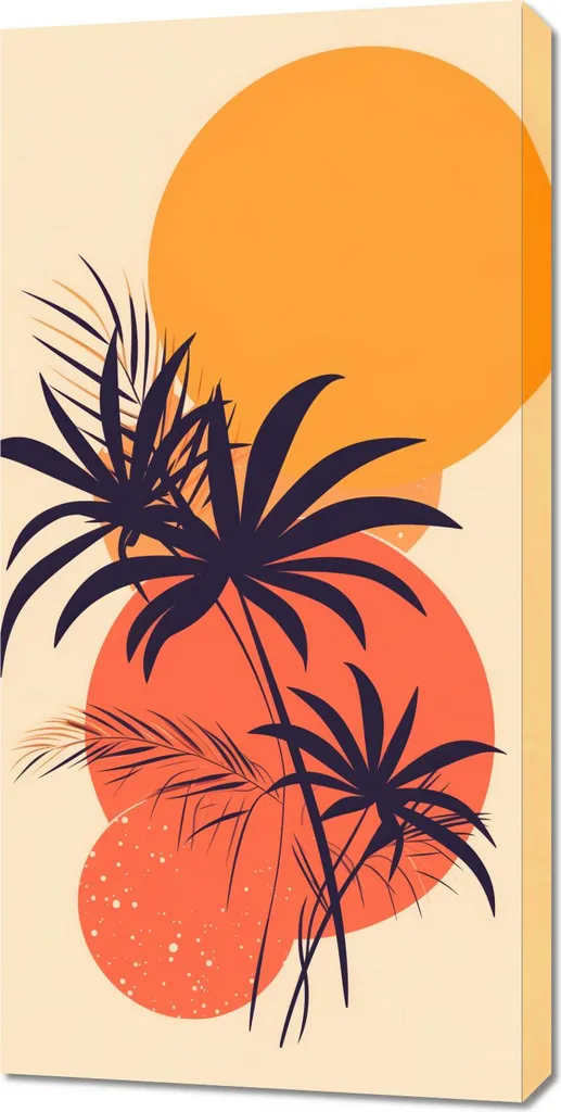 Quadro 50x100 cm Tramonto Tropicale su Tela: Arredo Moderno per Soggiorno