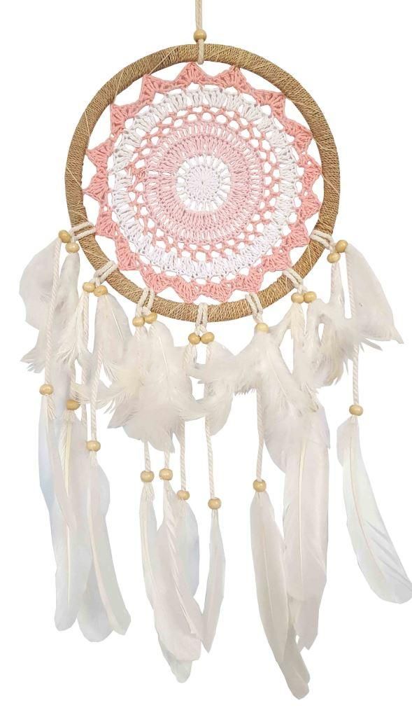 Traumfänger "Pink" Sisal 22cm mit gewebtem Netz, 22x60cm Produktbild 