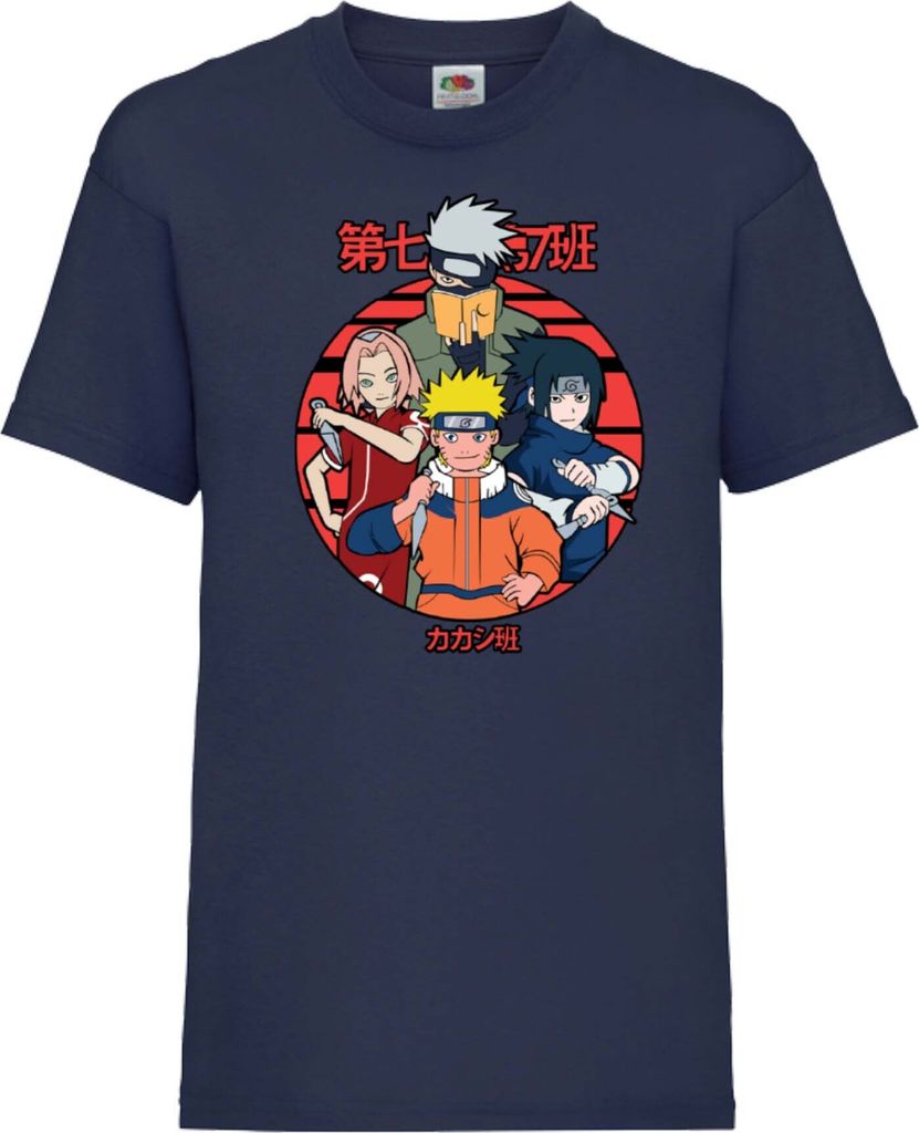 Kinder T-Shirt Japan Animation Manga Anime Comics Naruto Team 7 01 Var-031 Team Members, 5-6 Jahr - 116 / Dunkelblau
