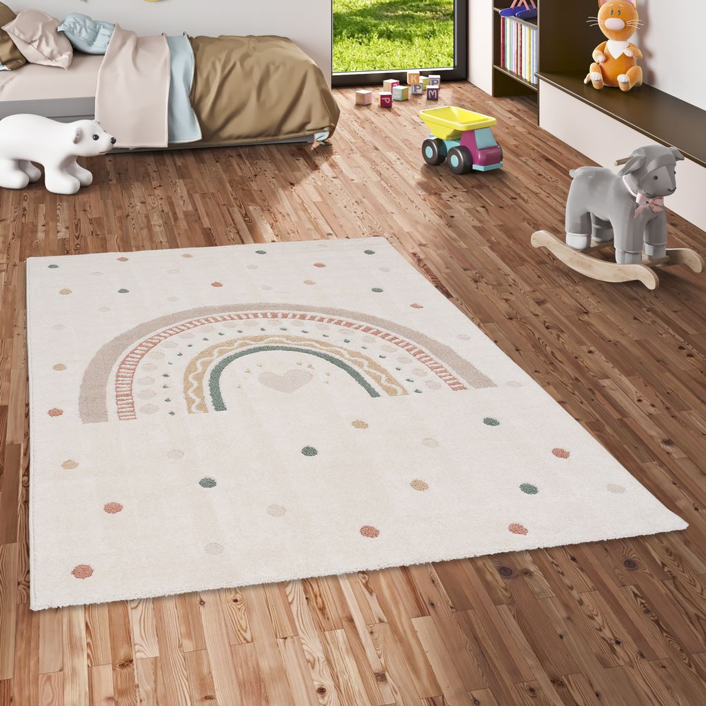 Kinder Teppich Happy Kids Rainbow Creme, Größe:80x150 cm