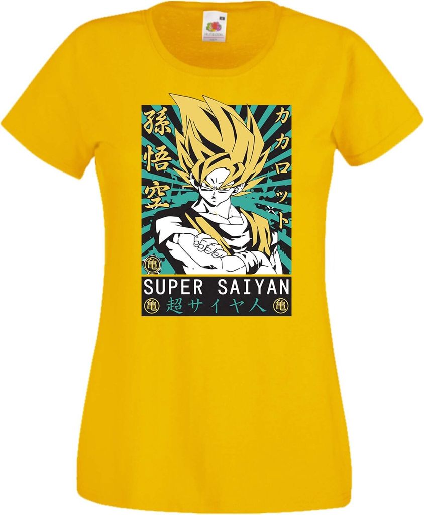 Damen T-Shirt Anime Manga Dragon Anime Manga Ball Z 15 Ssg, Lady XL / Gelb