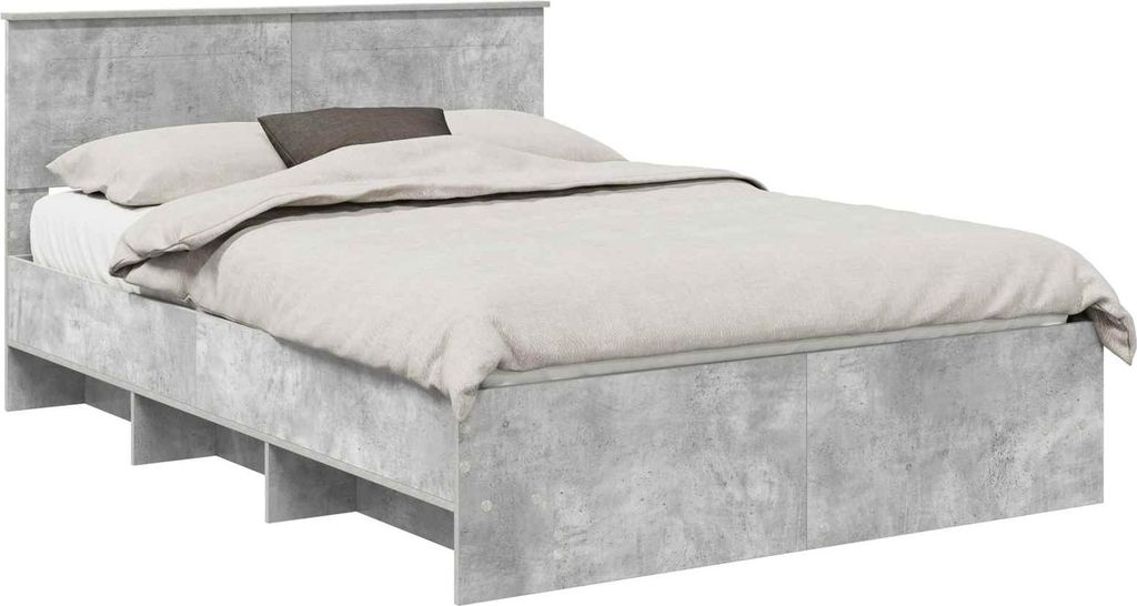 Bettrahmen mit Kopfteil Beton Grau 150 x 200 cm Holzwerkstoff