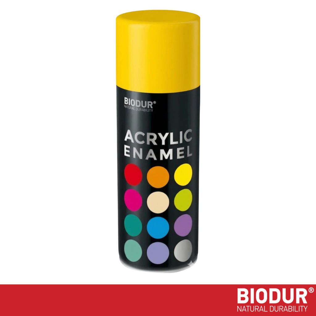 BIODUR Acrylverf - Verkeersgeel RAL 1023 – 400 ML – Productafbeelding 