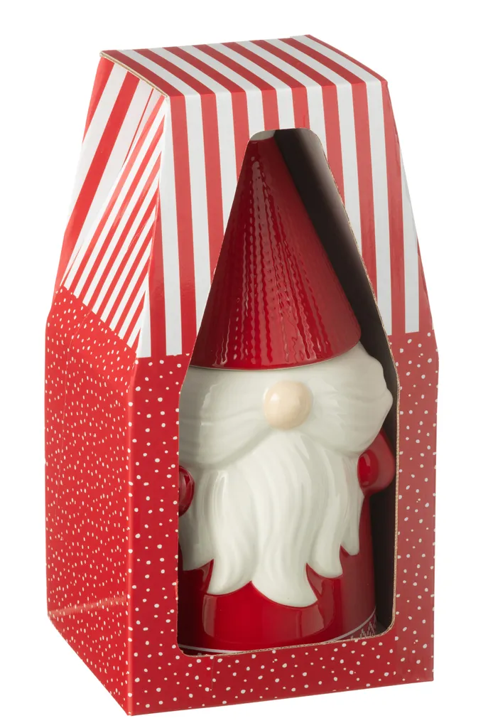 J-Line Boîte à biscuits en céramique rouge avec sa boîte cadeau élégante