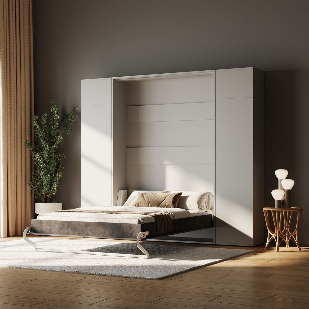 SMARTBett Schrankbett Set M1 140x200 + 2 Schränke Perlgrau