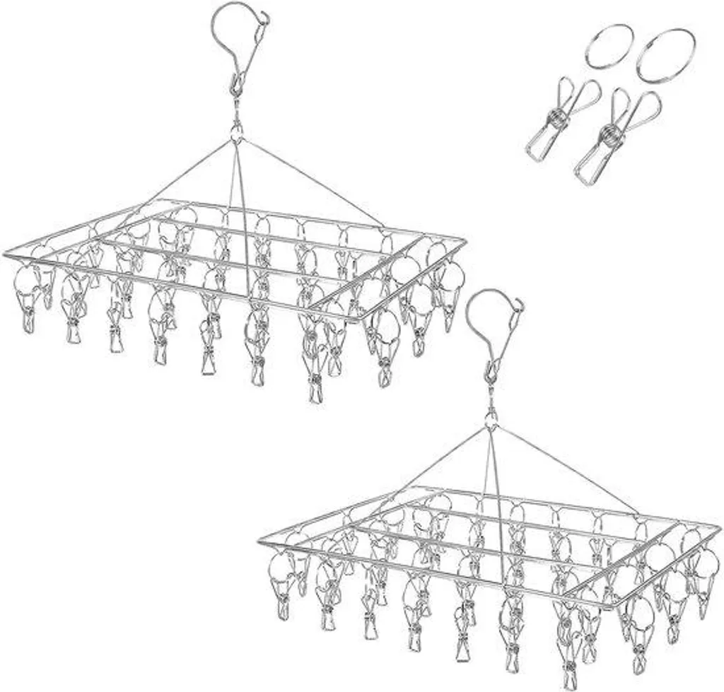 Séchoir en inox incassable 36 clips : fini les pinces en plastique cassées