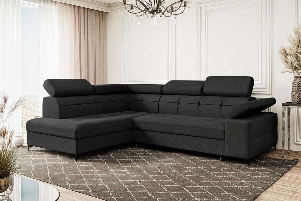 MEBLINI Schlafcouch mit Bettkasten - Ecksofa mit Schlaffunktion - Sofa mit Relaxfunktion - Couch L-Form - Eckcouch - Wohnlandschaft - BERGAMO - 274...