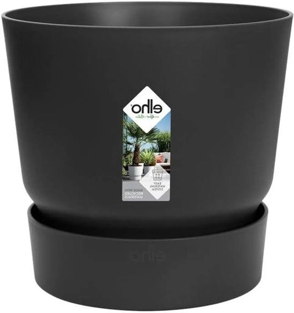 Pot extérieur pour balcon en céramique noire Ø 16 cm - Matière Recyclée