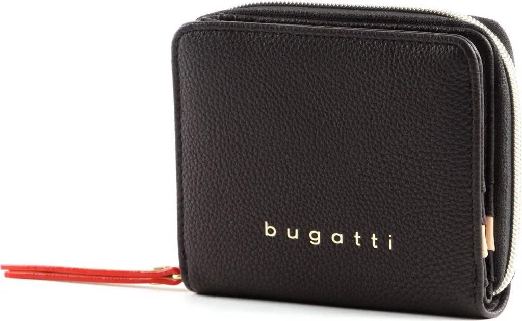 Bugatti Ella Petit Portefeuille Femme avec Fermeture Éclair en Cuir Brun