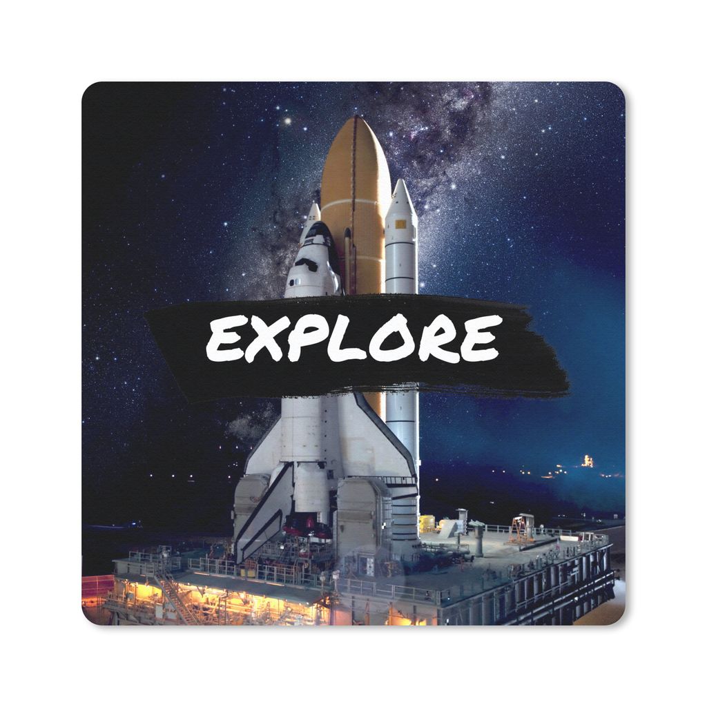 MuchoWow Mauspad Mousepad Weltraum - 'Erforschen' - Zitate - Sprichwörter - Kinder - Kinder - Jungen 30x30 cm - Mousepads - Maus Mat - Pad - Mau...