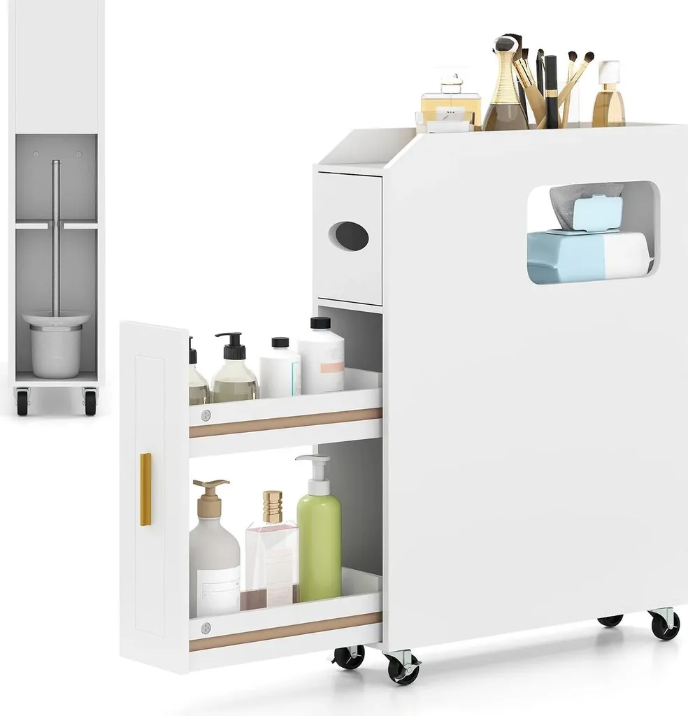 Armoire compacte blanche avec tiroir et boîte à mouchoirs intégrée