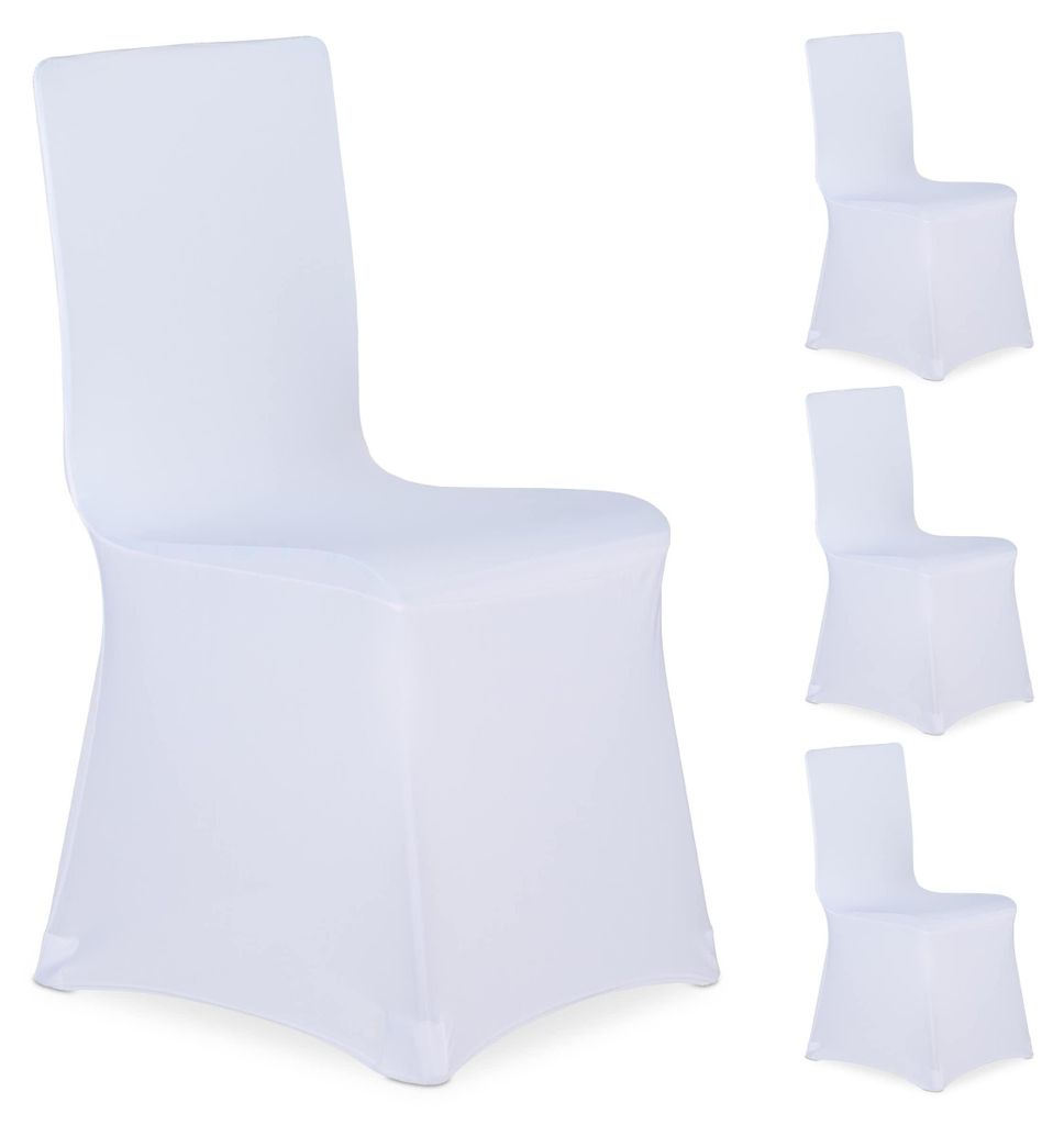 Stuhlhussen, 4er-Set, universelle elastische Stuhlhussen, Dekoration für Bankettstühle, Hochzeiten und Partys, weiß