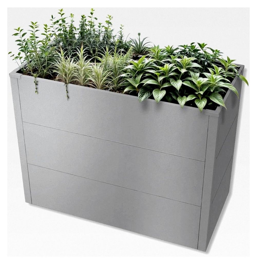 Hochbeet für Garten oder Balkon – Graues Stahl-Gartenbeet | Wetterfestes Metall-Pflanzenbeet, Blumenhochbeet | 100 x 50 x 77 cm