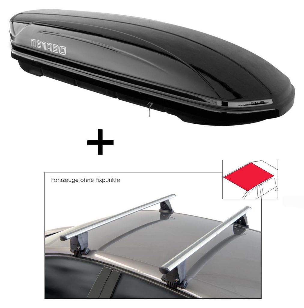 Dachbox MAA400 400 Liter schwarz + Dachträger VDP Delta kompatibel mit Dodge Durango III (5 Türer) ab 2011