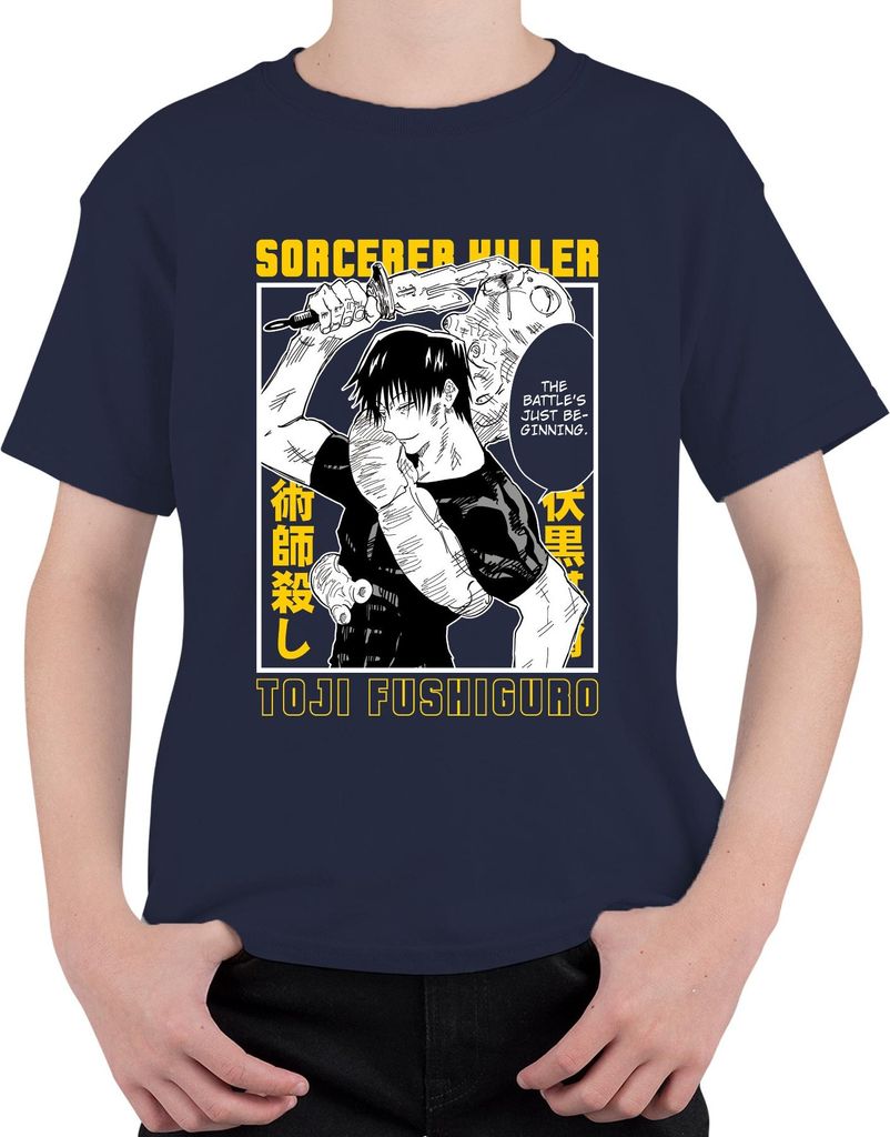 Toji Fushiguro Sorcerer Killer Anime Ästhetik Manga Geschenk Düster Uni Kinder T-Shirt, Navy, 152