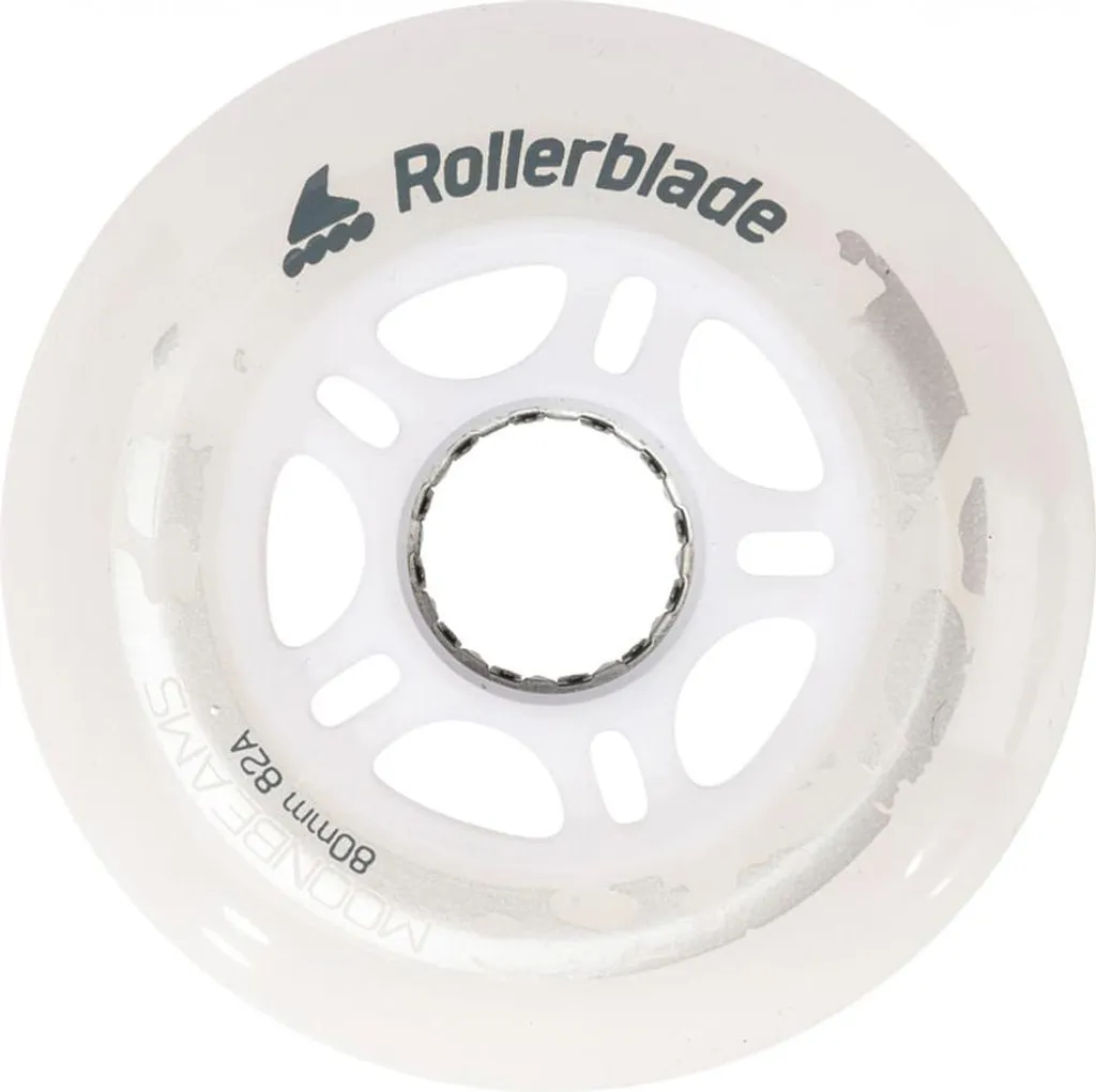 Roues de Roller Lumineuses LED Rollerblade Moonbeams 80mm Blanc x4
