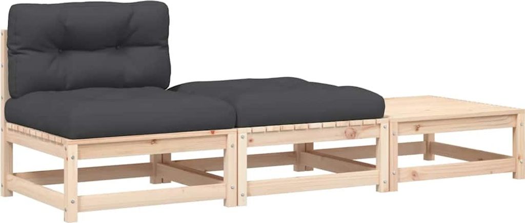 vidaXL Gartensofa ohne Armlehnen mit Kissen und Hockern