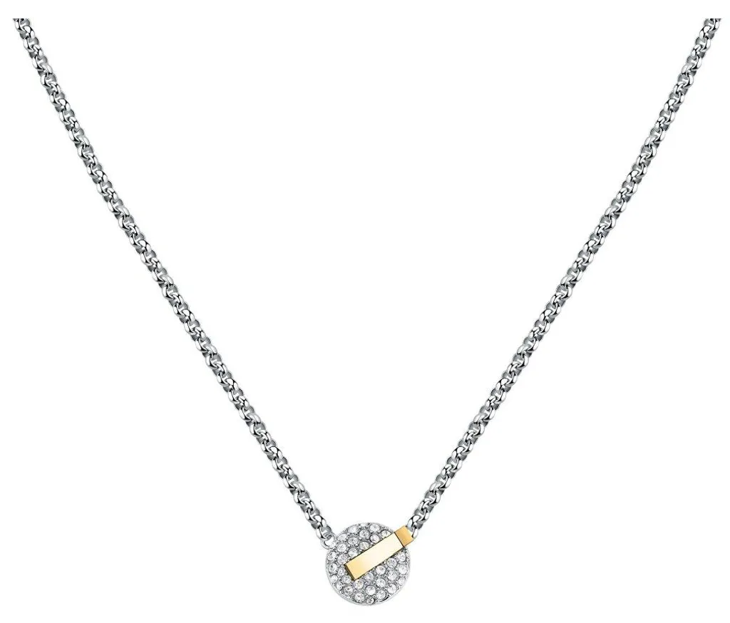 Collier femme bicolore T-Round TJAYF05 avec cristaux scintillants luxe