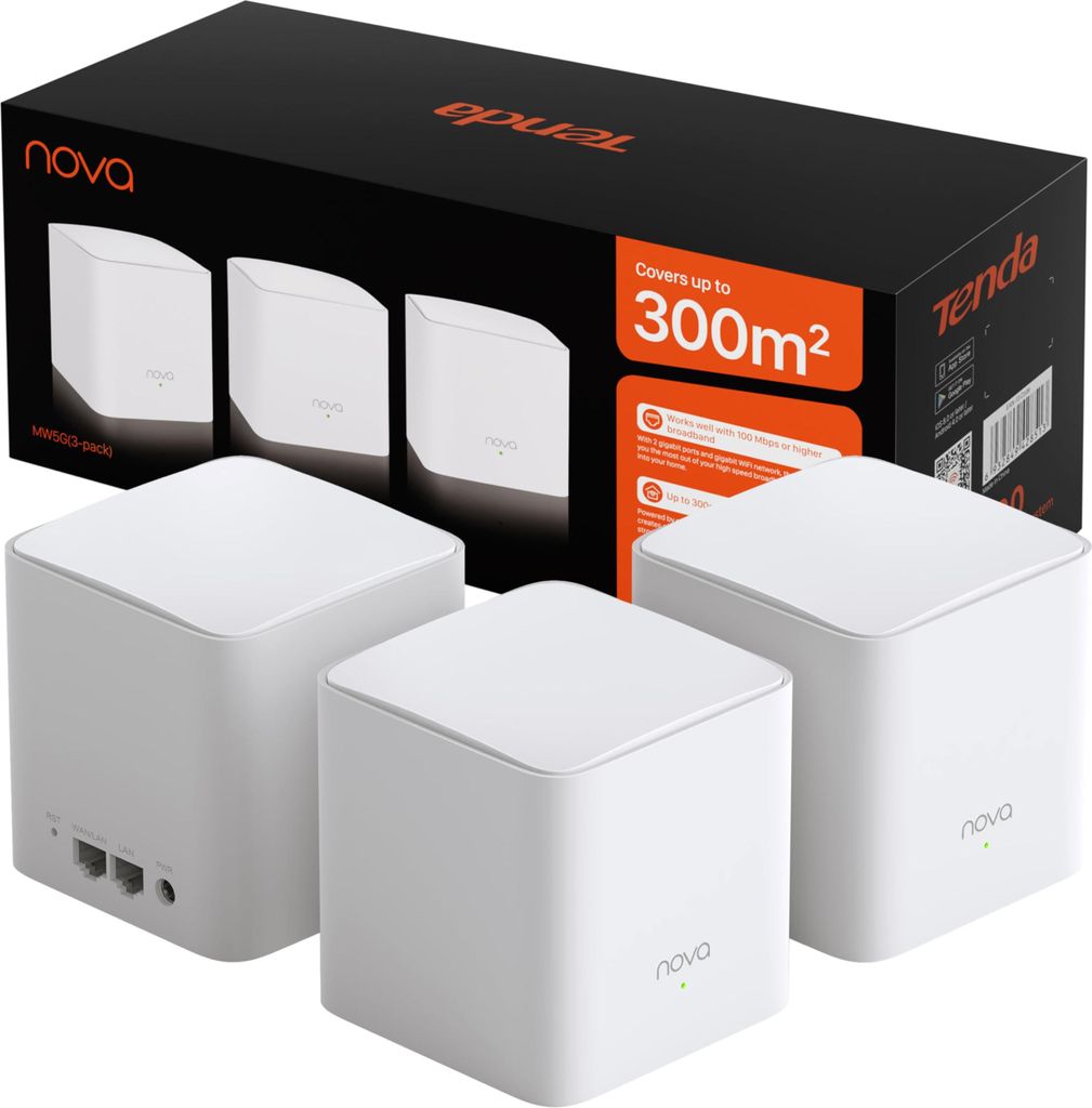 Tenda NOVA MW5G(3-PACK), Weiß, Intern, Mesh-System, 325 m², Dual-Band (2,4 GHz/5 GHz), Wi-Fi 5 (802.11ac)