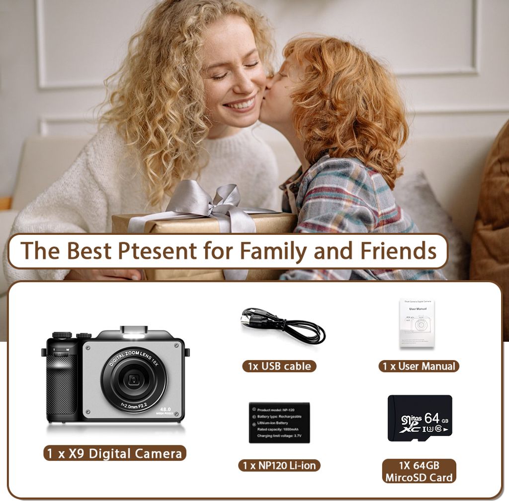 Fine Life Pro X9 Digitálny fotoaparát 4K, 48MP Duálny Obrázok produktu 9