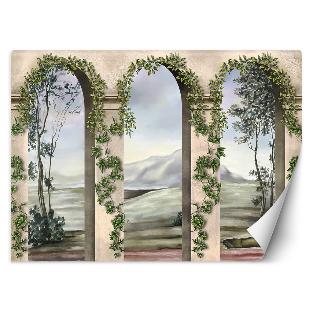 Säulen und Bögen mit Efeu FOTOTAPETE 300x210 cm VLIES Tapete Wandtapete Wandbilder Wanddekoration Design Wohnzimmer Schlafzimmer Flur Büro Küch...