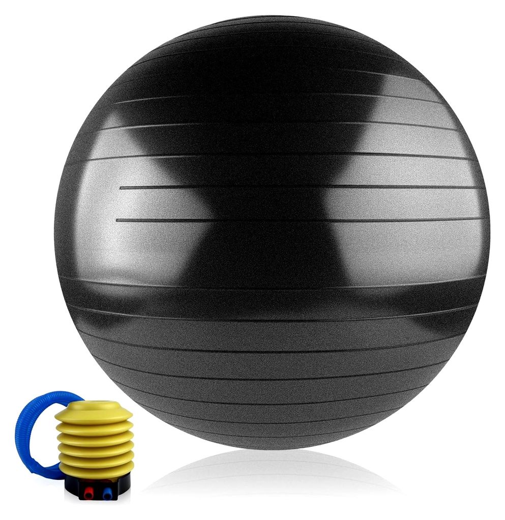 Gymnastikball mit Aufblasbarer Fußpumpe, Anti-Burst Pezziball, 65CM, Anti-Rutsch-Sitzball, Balanceball, Pilates Ball und Yogaball für Zuhause, Fi...