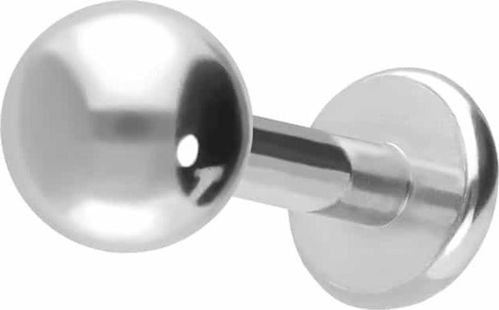 Ohrpiercing, Nasenpiercing Titan Labret WeißGold Stablänge: 6mm + Stabstärke: 1,6mm + Kugelgröße: 4mm