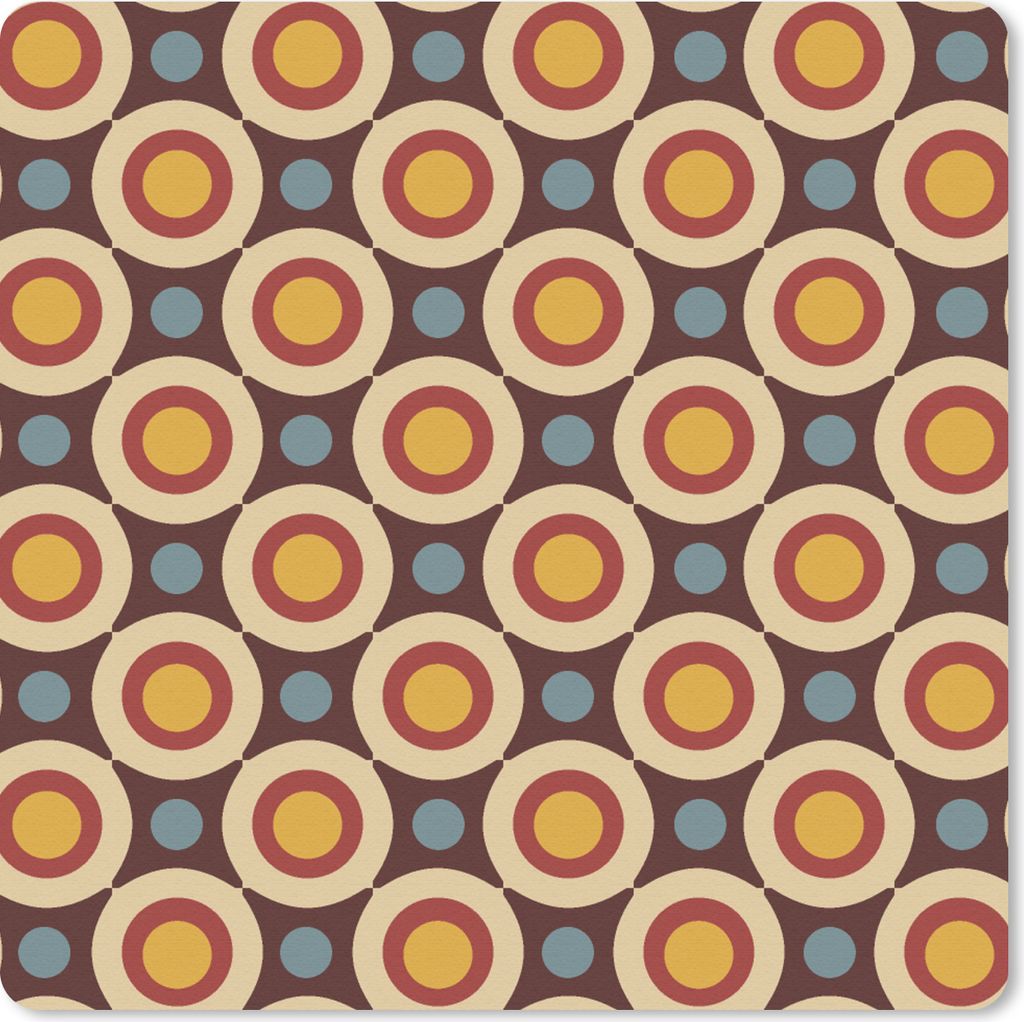MuchoWow Mauspad Mousepad Retro - Vintage - Design - Kreis 20x20 cm - Mousepads - Maus Mat - Pad - Mausunterlage - Desk Mat - Bureauartikeln