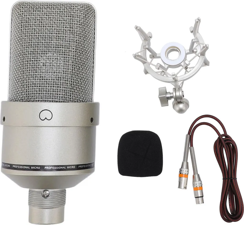 Microphone de studio pour podcast et enregistrement de voix doré