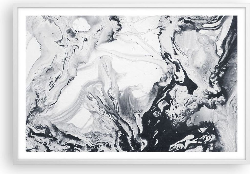 Gerahmtes Poster - Weißer Rahmen - Abstraktion modern - 91,5x61 cm - Wand Bild - Wanddeko - Wandbilder - Kunstposter - Wandposter - Bilderrahmen -...