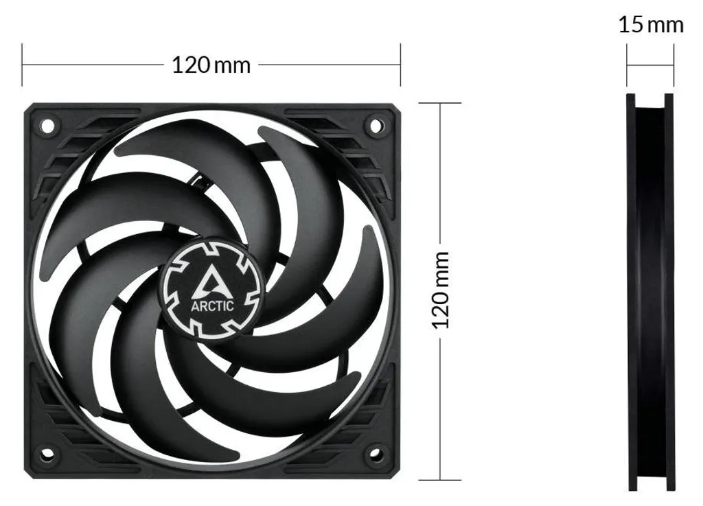 ARCTIC P12 Slim PWM PST 120mm - Ventola Sottile PC Alta Pressione Statica - 3