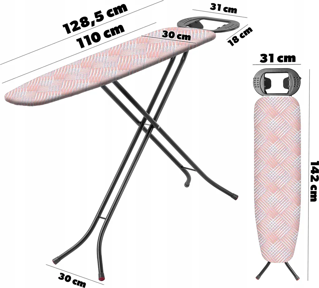 Table de repassage pliable KADAX avec pieds antidérapants de sécurité