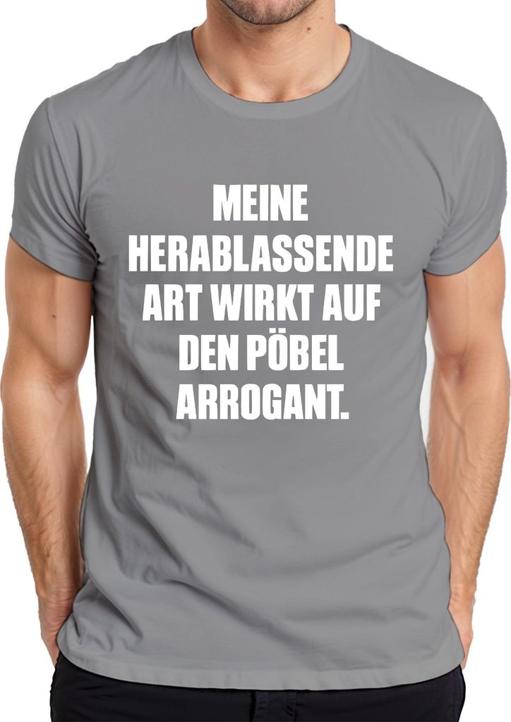 Meine herablassende Art wirkt arrogant Sarkastisch Ironie Frech Herren T-Shirt, Grau, 3XL