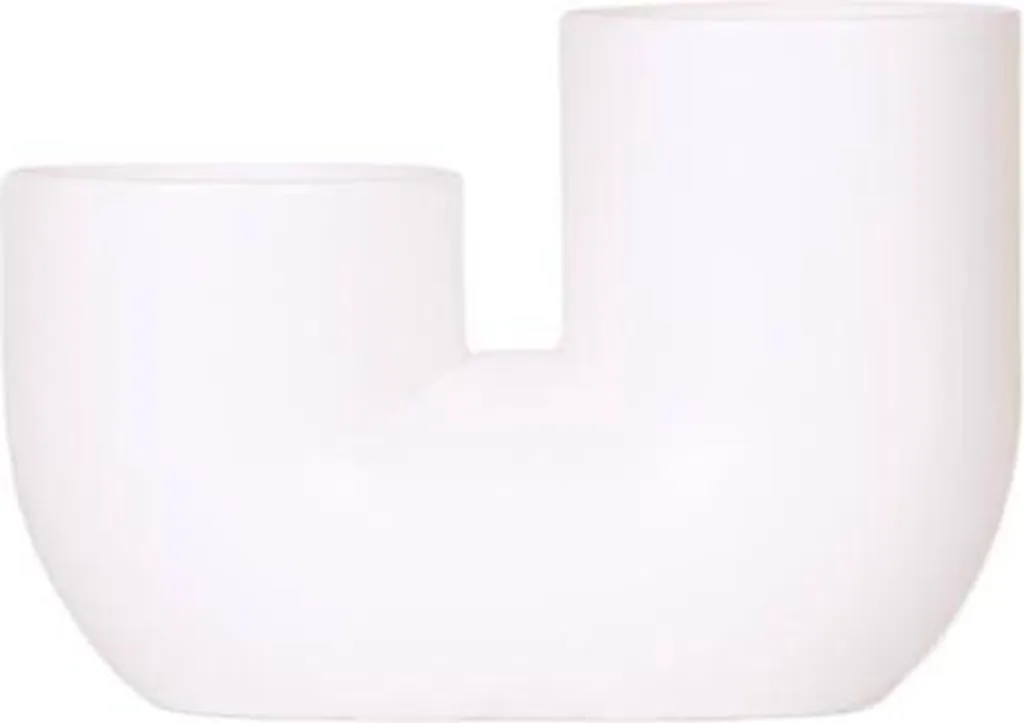 Pot décoratif tubulaire blanc en céramique double pour deux plantes Ø9cm