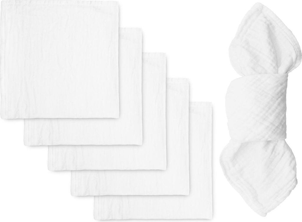 6er Set Musselin Stoffservietten, 50x50 cm, weiß, bügelfrei