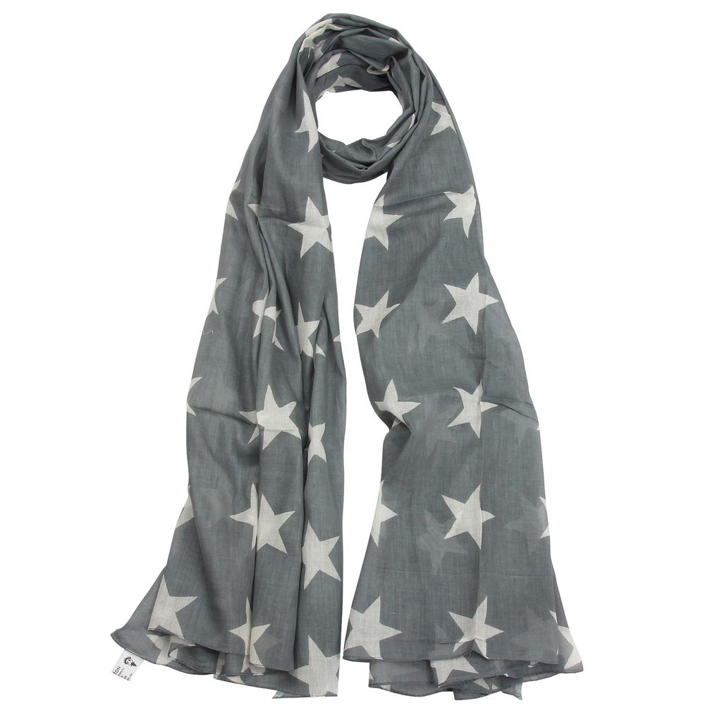 Baumwolltuch - Pareo - Sarong - Sterne - grau-weiß Produktbild 