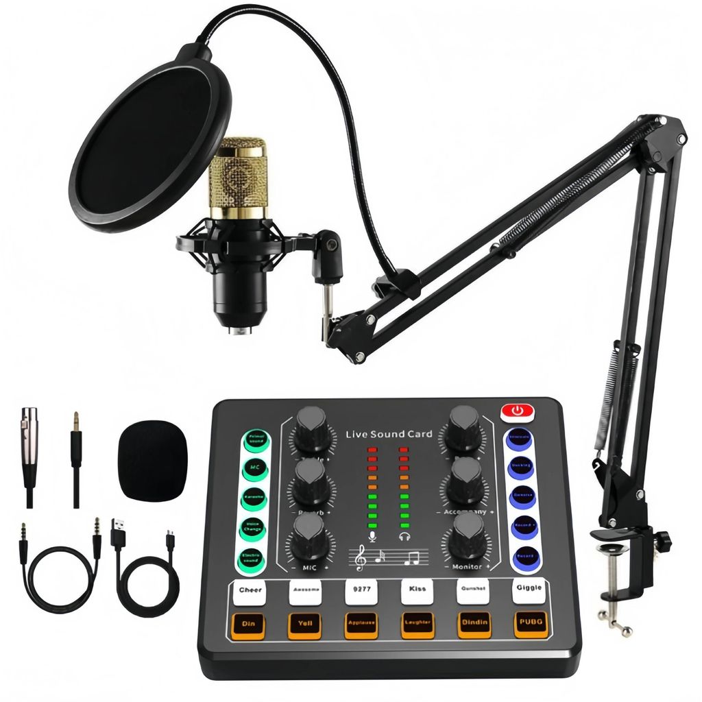 Live-Soundkarte - Bluetooth-Mixer - Für Smartphone & PC - Aufnahme & Podcast - Karaoke - Tragbar - Gold