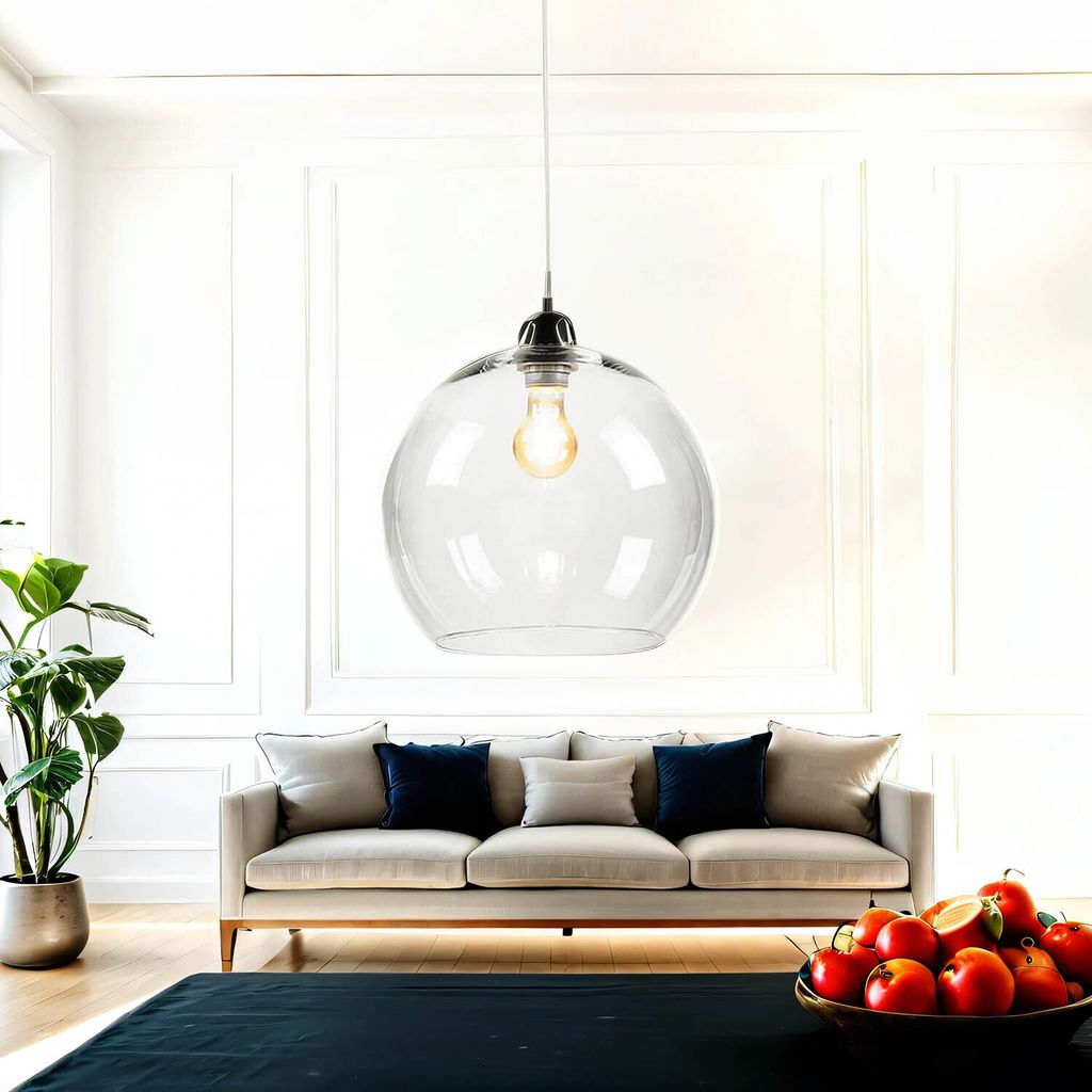 Hängeleuchte Kugel Schirm Ø 30 cm E27 Glas Metall Hängelampe