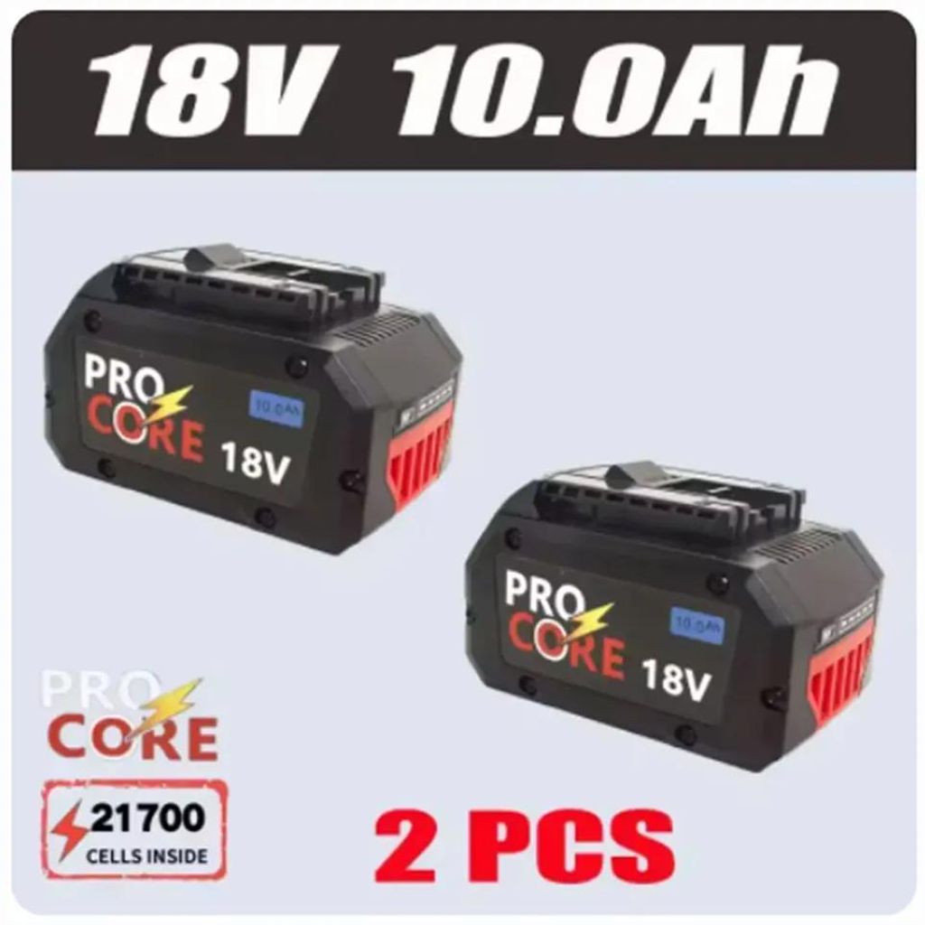 18V 10Ah Akku - Ersatzakku Li-Ion 21700 - 2er-Pack - 10.000 mAh - Kompatibel mit BAT609/BAT618/GBA18V80 - Für Akkuwerkzeuge - Ohne Ladegerät