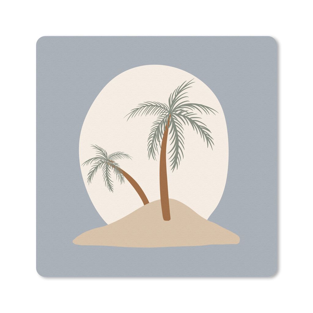 MuchoWow Mauspad Mousepad Palme - Pastell - Sommer - Blau 20x20 cm - Mousepads - Maus Mat - Pad - Mausunterlage - Desk Mat - Bureauartikeln