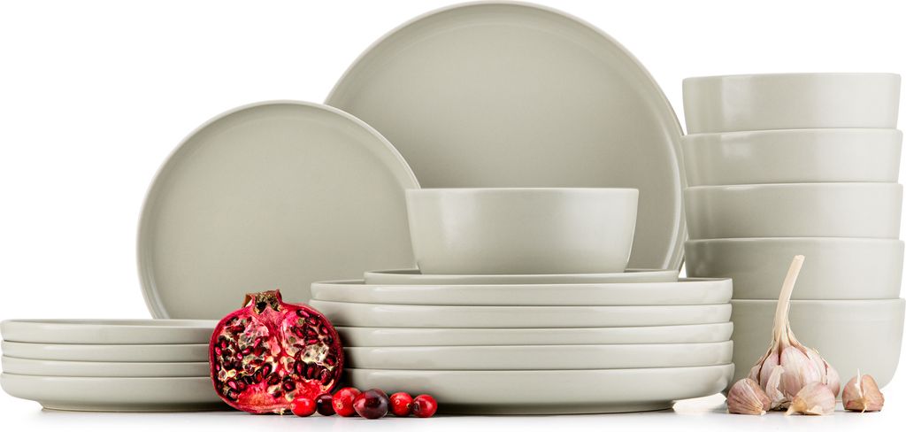 Konsimo Essservice Tafelservice VICTO Geschirrset Speiseteller Dessertteller Schale 6 Personen (18-tlg.), Beige, Keramik, Loft, 20/27/14.5cm