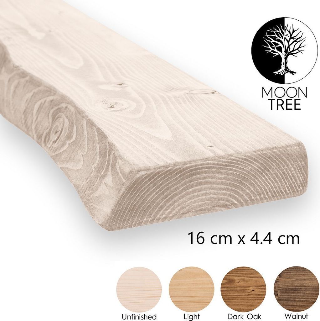 MoonTree | rustikales Wandregal aus Holz Kiruna, 80cmx16cmx4.4cm, Unwaxed | Hängeregal, Regalboden, Wandregal Holz für Wohnzimmer, Küche & Flur