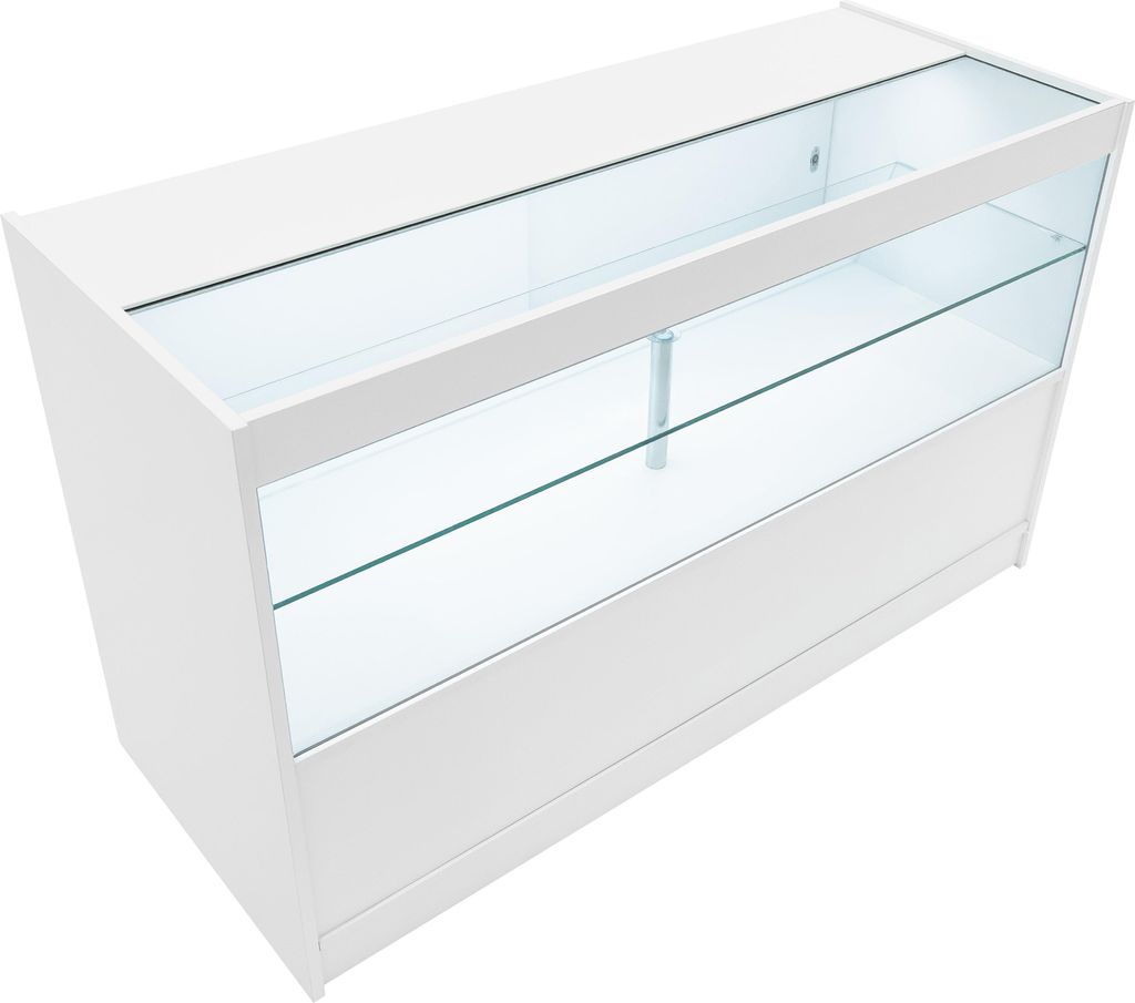 Bancone da negozio a LED bianco C1500 – Ante scorrevoli con Immagine del prodotto 