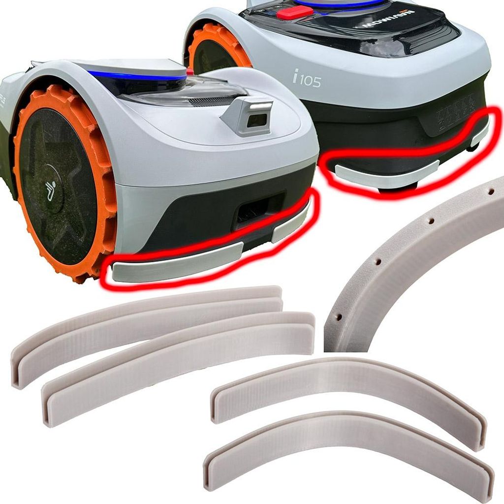 Axis Line 4x Kantenschutz kompatibel mit Rasenmäher Segway Navimow i105e & i108e Schutz Bumper Tuning Mähroboter - einfach gesteckt, kein kleben -