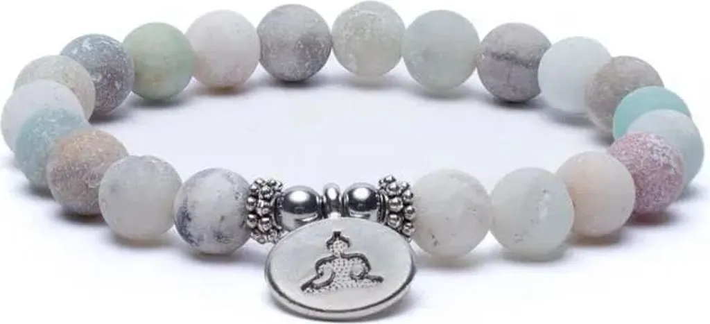 Bracelet Élastique Amazonite et Bouddha - Perles 0,8 cm - Duo de Bijoux