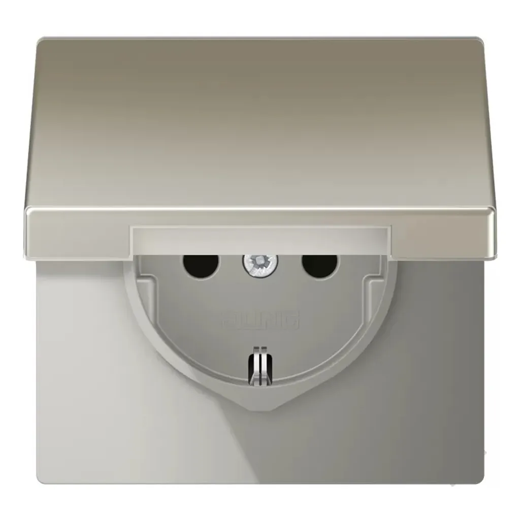 Prise de courant Jung ES1521KL SCHUKO avec couvercle rabattable Inox