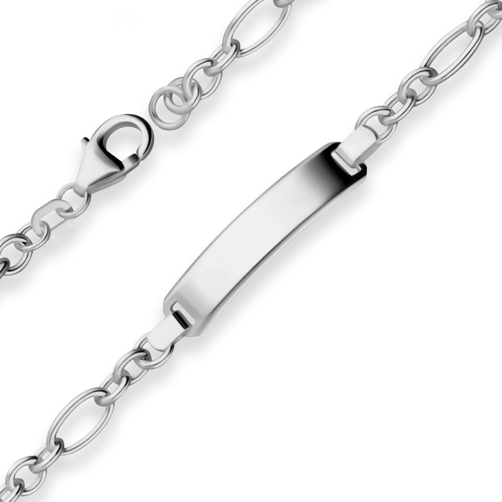 4,6mm Id-Armband Ankerkette-Figaro Schildband aus 925 Silber rhodiniert 19cm