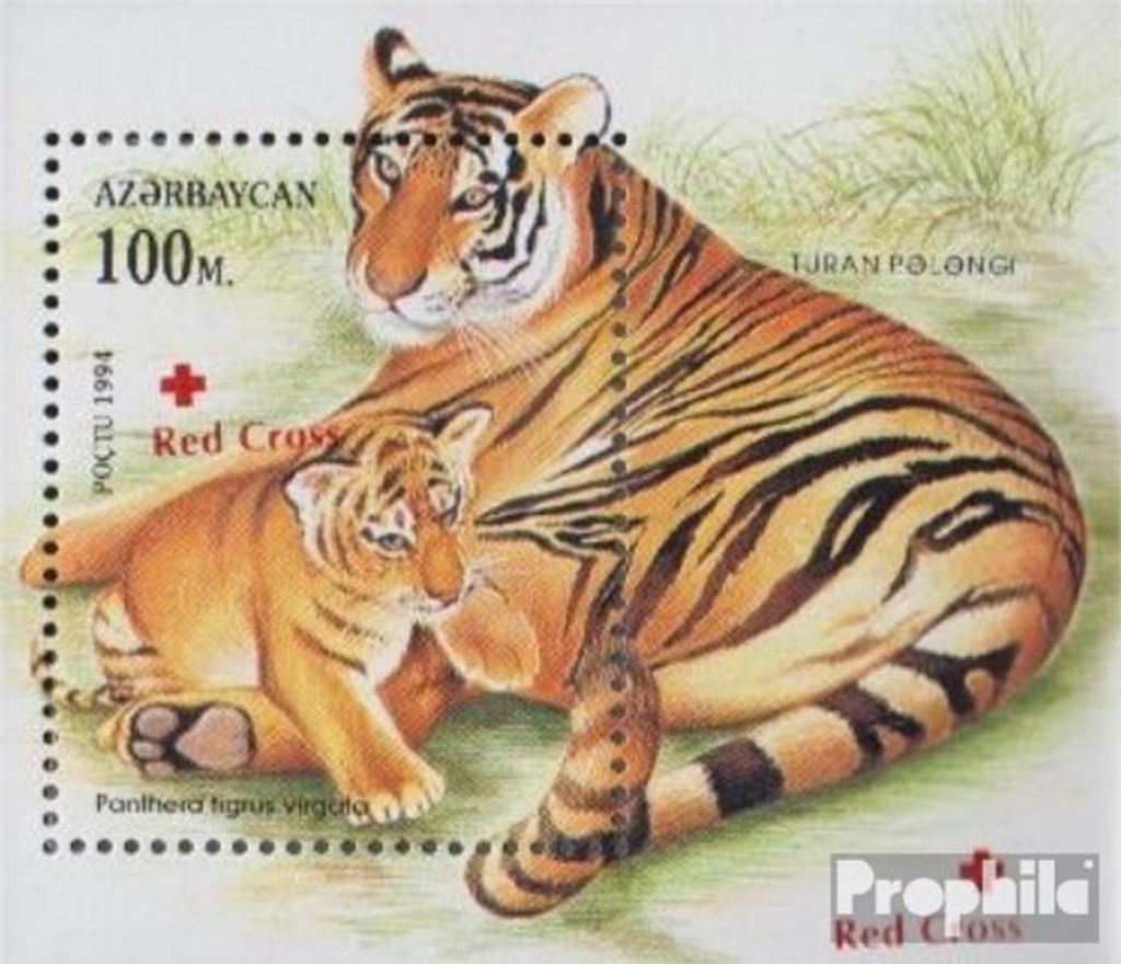Briefmarken Aserbaidschan 1997 Mi Block28 (kompl.Ausg.) postfrisch Rotes Kreuz - Katzen