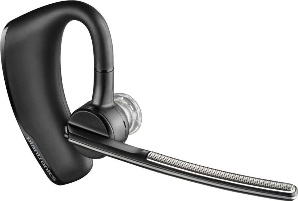A black Plantronics Voyager Legend headset is shown against a white background.